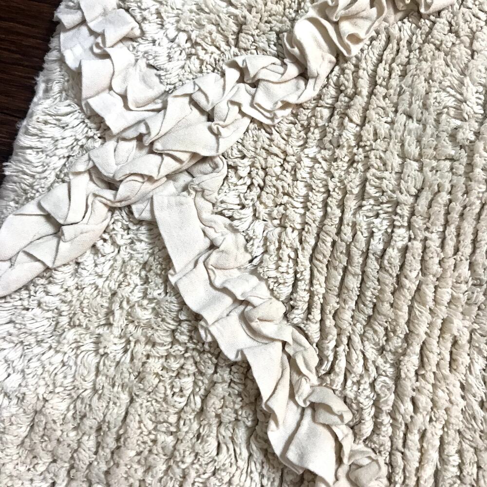 Simply Shabby Chic Antique White 100% Cotton Bath Mat Rug With Lattice Pattern - Picture 4 of 8